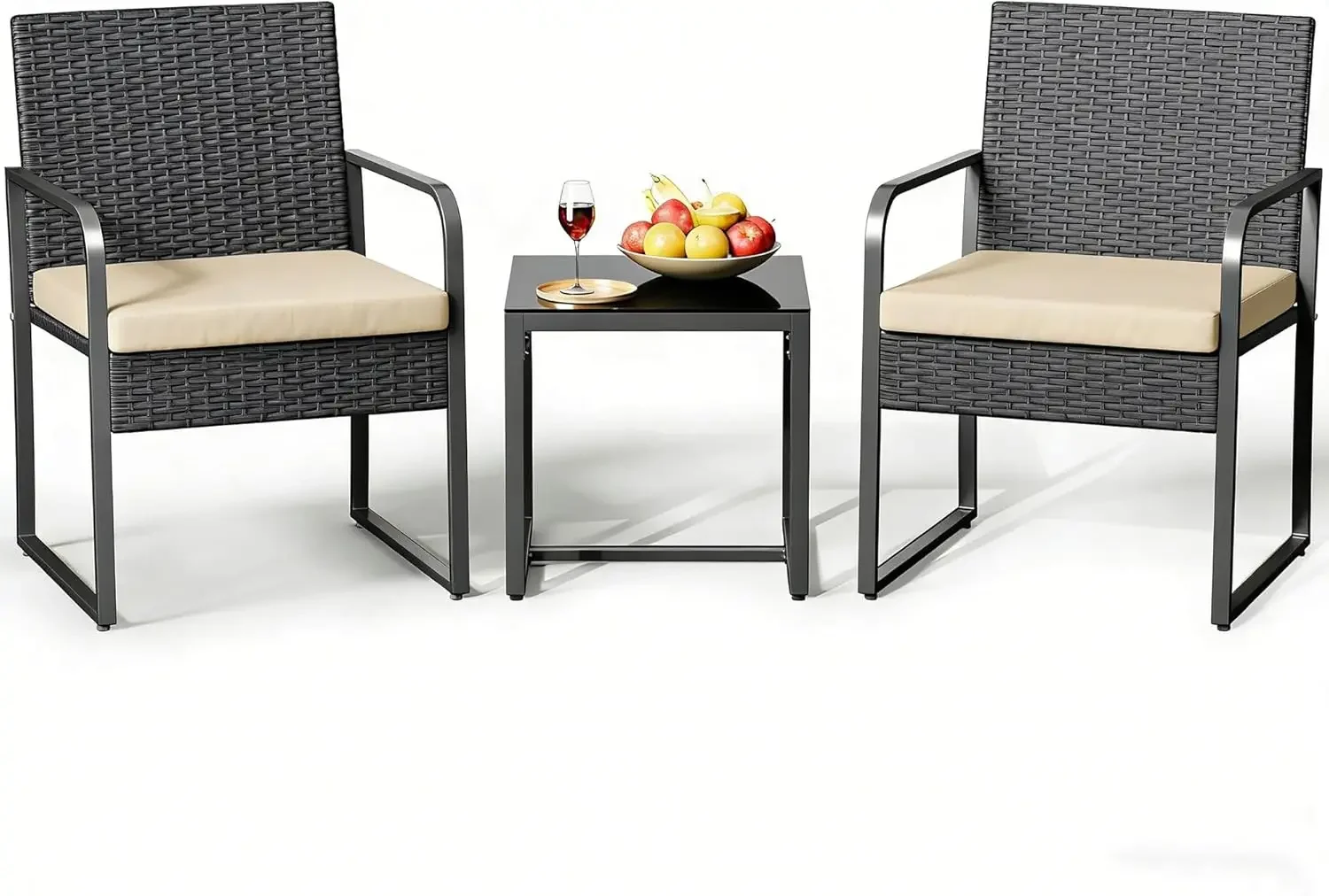 Outdoor Furniture Rattan - 3 Pieces Patio Bistro Sets, Outdoor