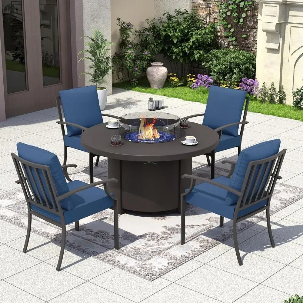 Outdoor Furniture With Fire Pit - 5-Piece Outdoor Patio Furniture Set with