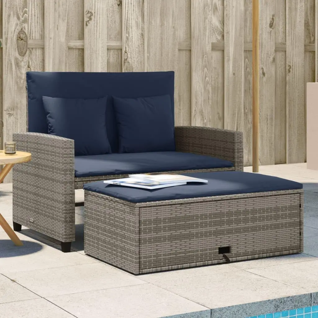 Outdoor Furniture Rattan - Grey and Navy Blue PE Rattan