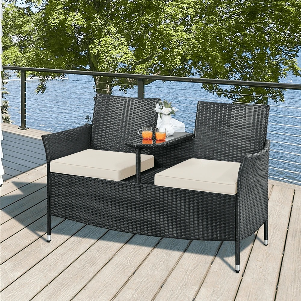 Outdoor Furniture Rattan - Premium Outdoor Double Chair 2 Seater