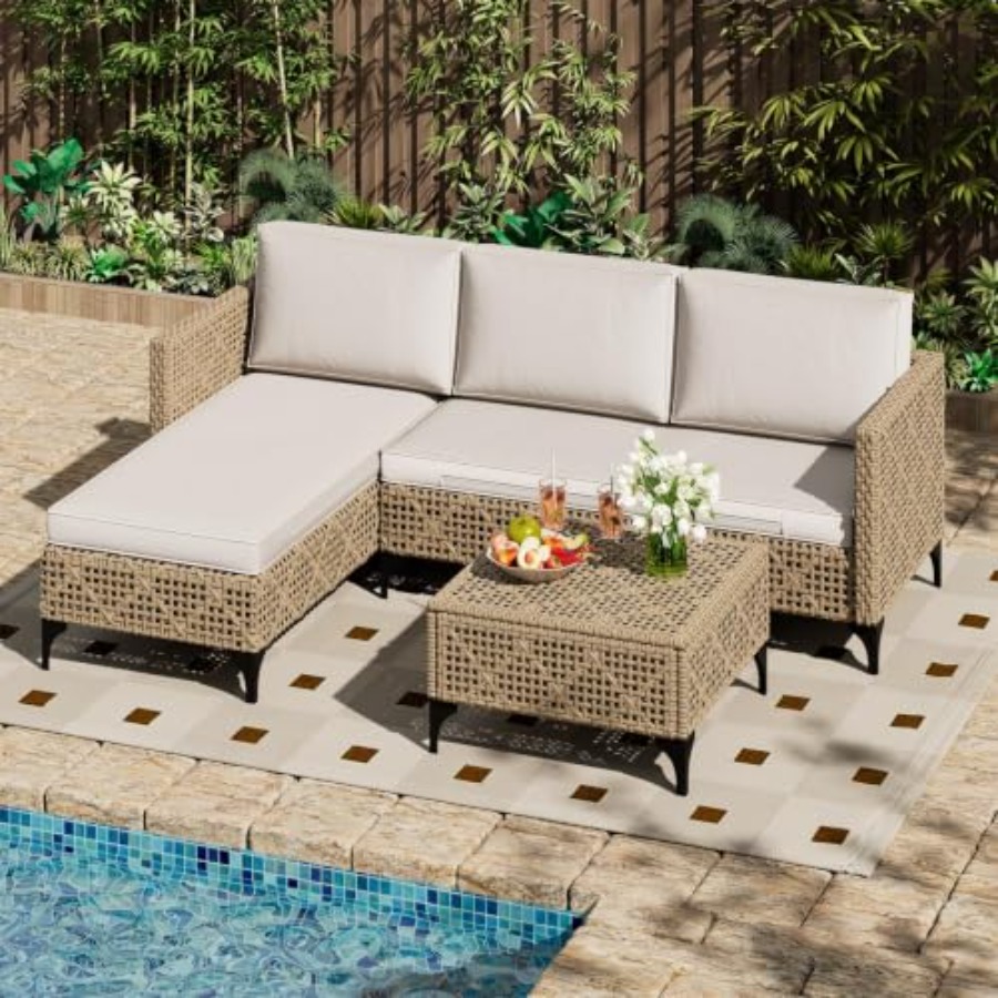 Outdoor Furniture Rattan - Outdoor patio furniture set: wicker rattan