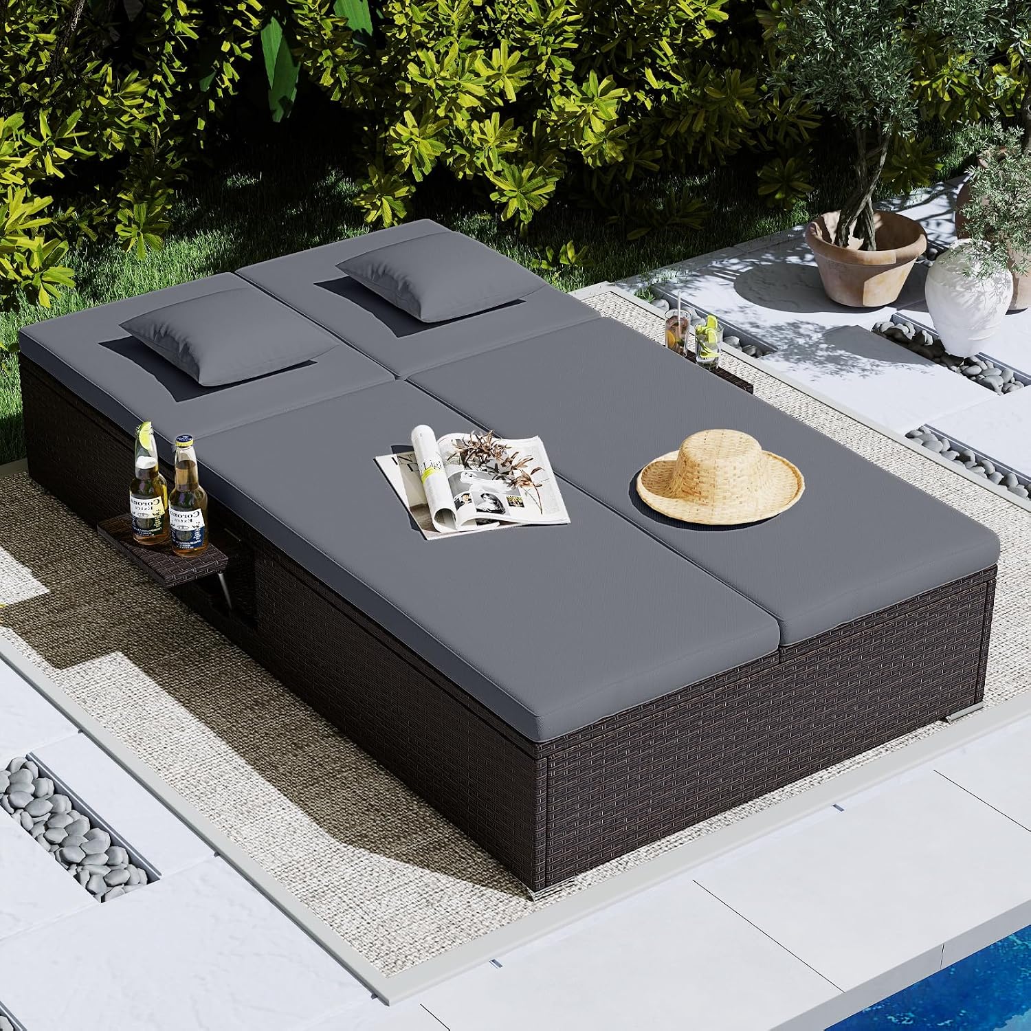 Rattan Wicker Outdoor Daybed L - Outdoor Furniture Rattan ulasan dan harga
