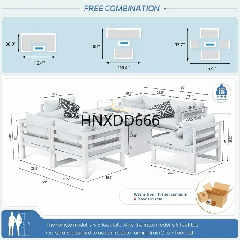 7-Piece Aluminum Outdoor Patio - Outdoor Furniture With Fire Pit ulasan dan harga