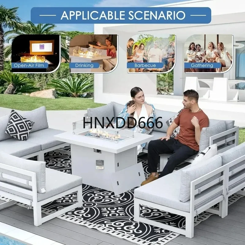 7-Piece Aluminum Outdoor Patio - Outdoor Furniture With Fire Pit ulasan dan harga