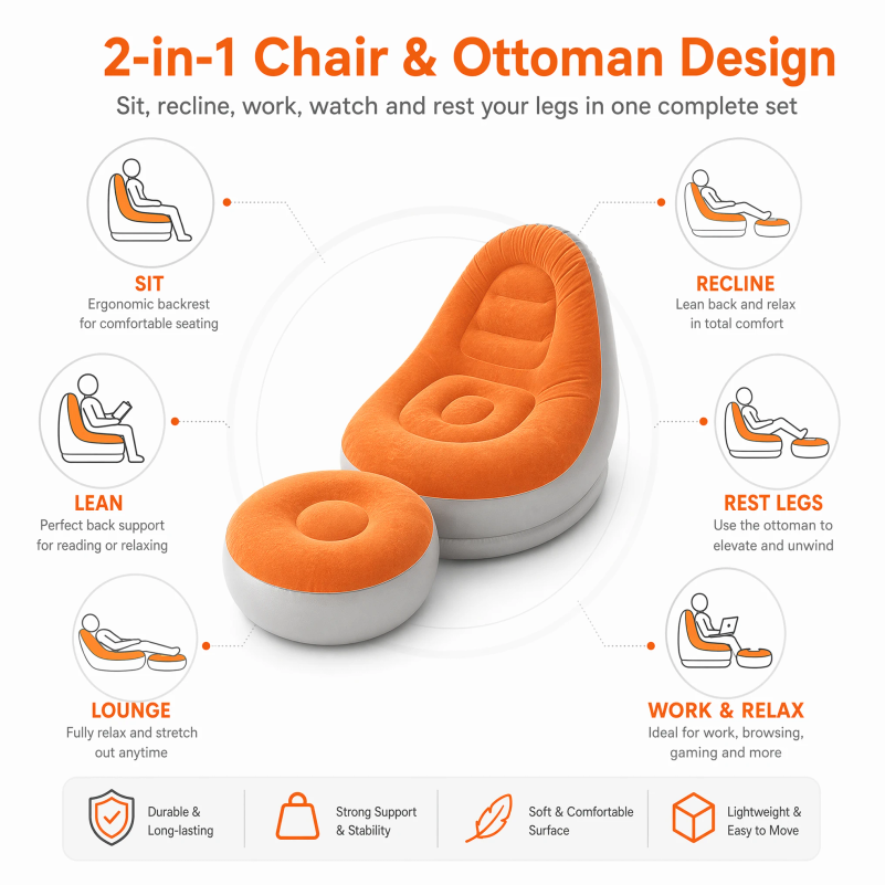 Flocking Inflatable Lazy Sofa  - Outdoor Furniture Nearby ulasan dan harga