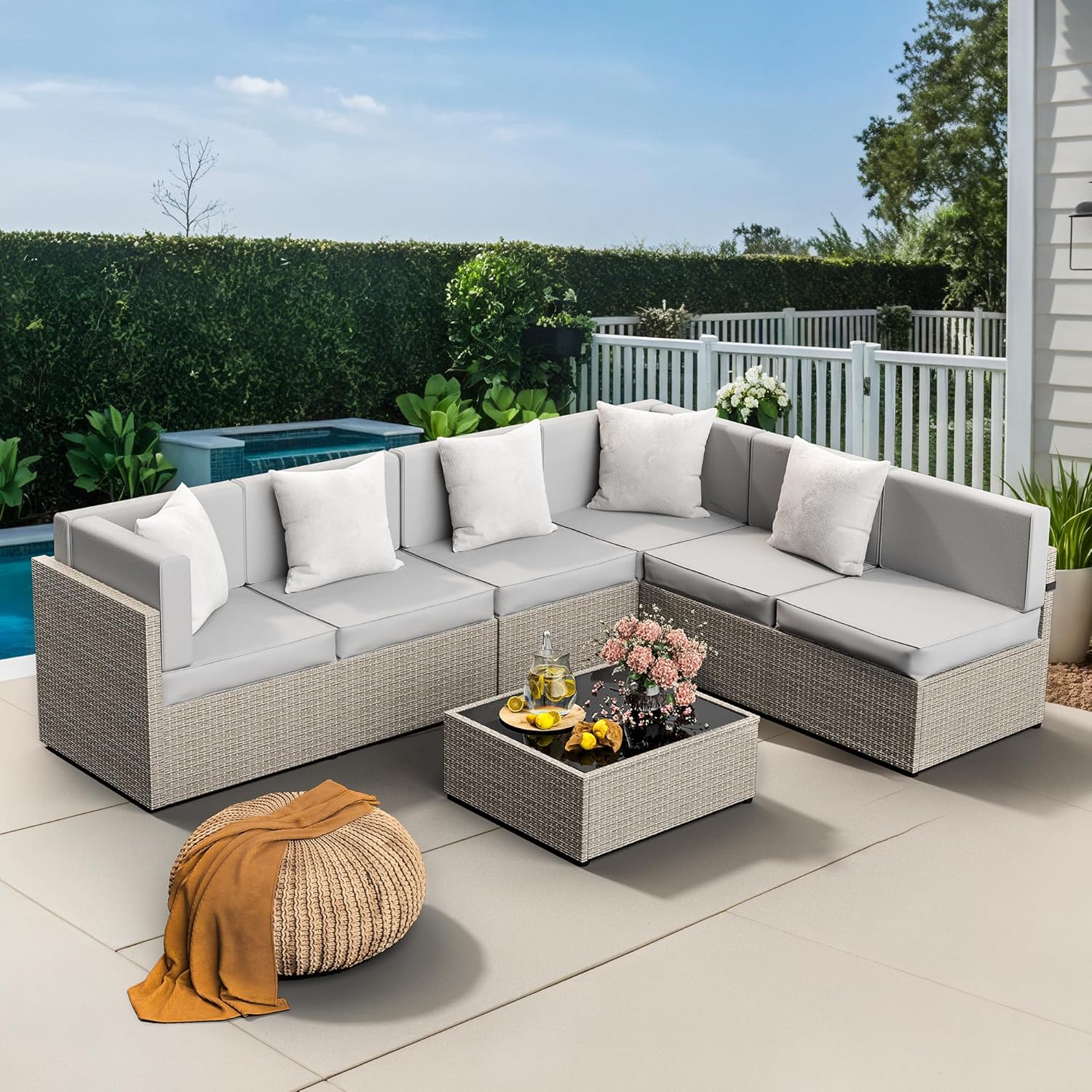 7-Piece Outdoor Sectional Furn - Outdoor Furniture Rattan ulasan dan harga