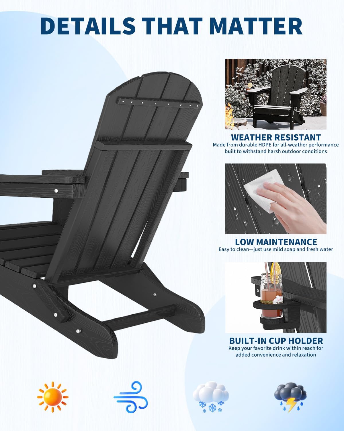 Folding Adirondack Chair HDPE  - Outdoor Furniture With Fire Pit ulasan dan harga