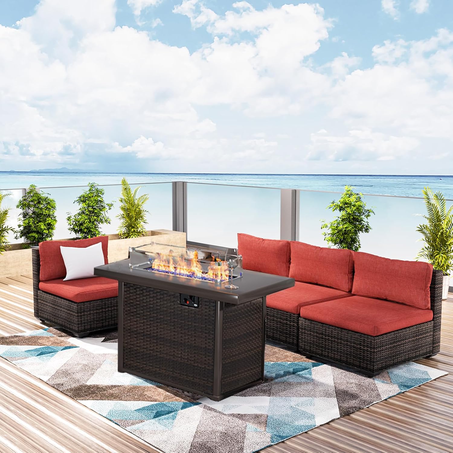 Patio Furniture Set with Fire  - Outdoor Furniture With Fire Pit Table ulasan dan harga
