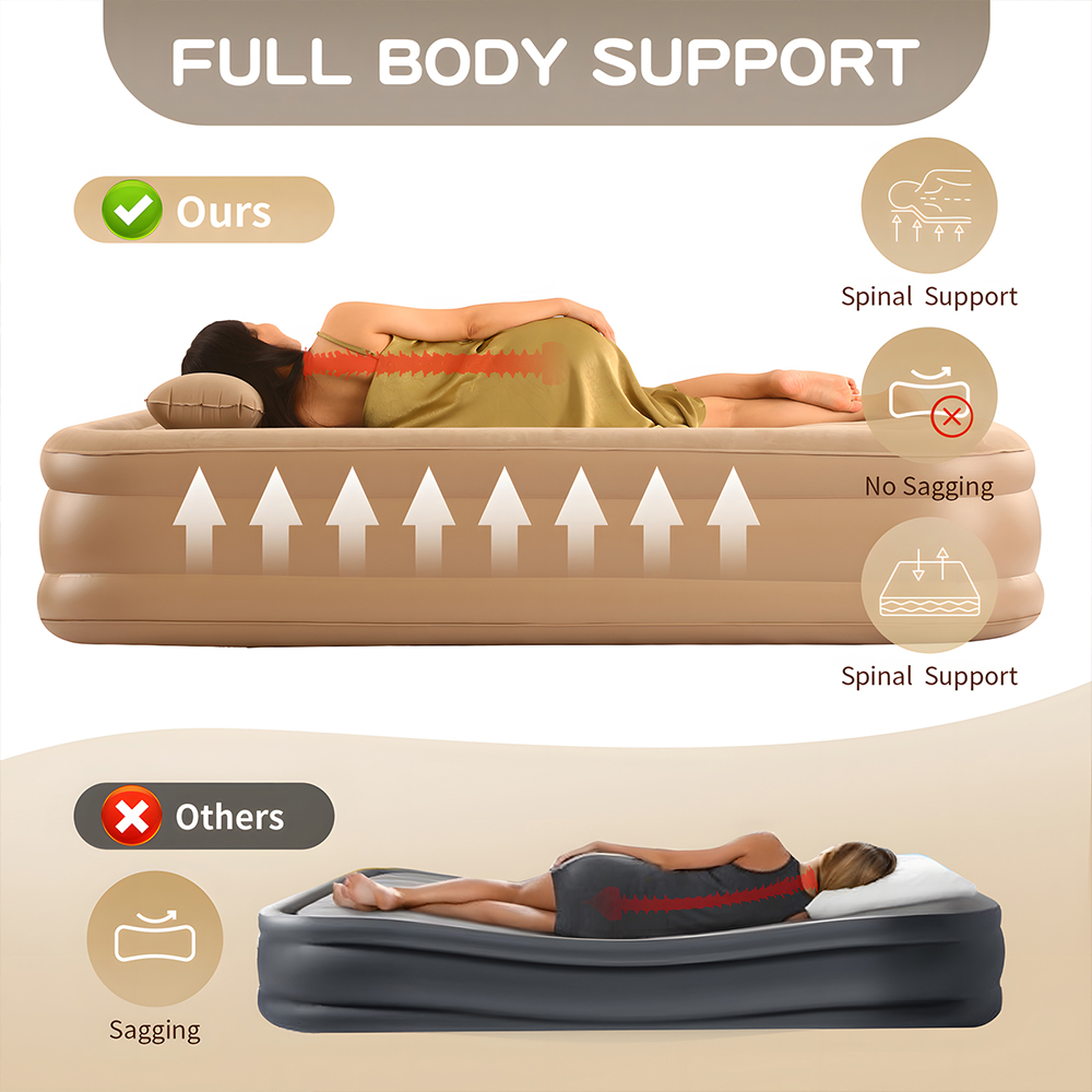 Queen Air Mattress with Built  - Outdoor Furniture Nearby ulasan dan harga