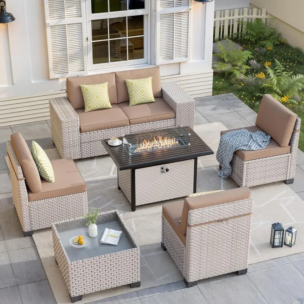 7-Piece Outdoor Patio Furnitur - Outdoor Furniture With Fire Pit ulasan dan harga