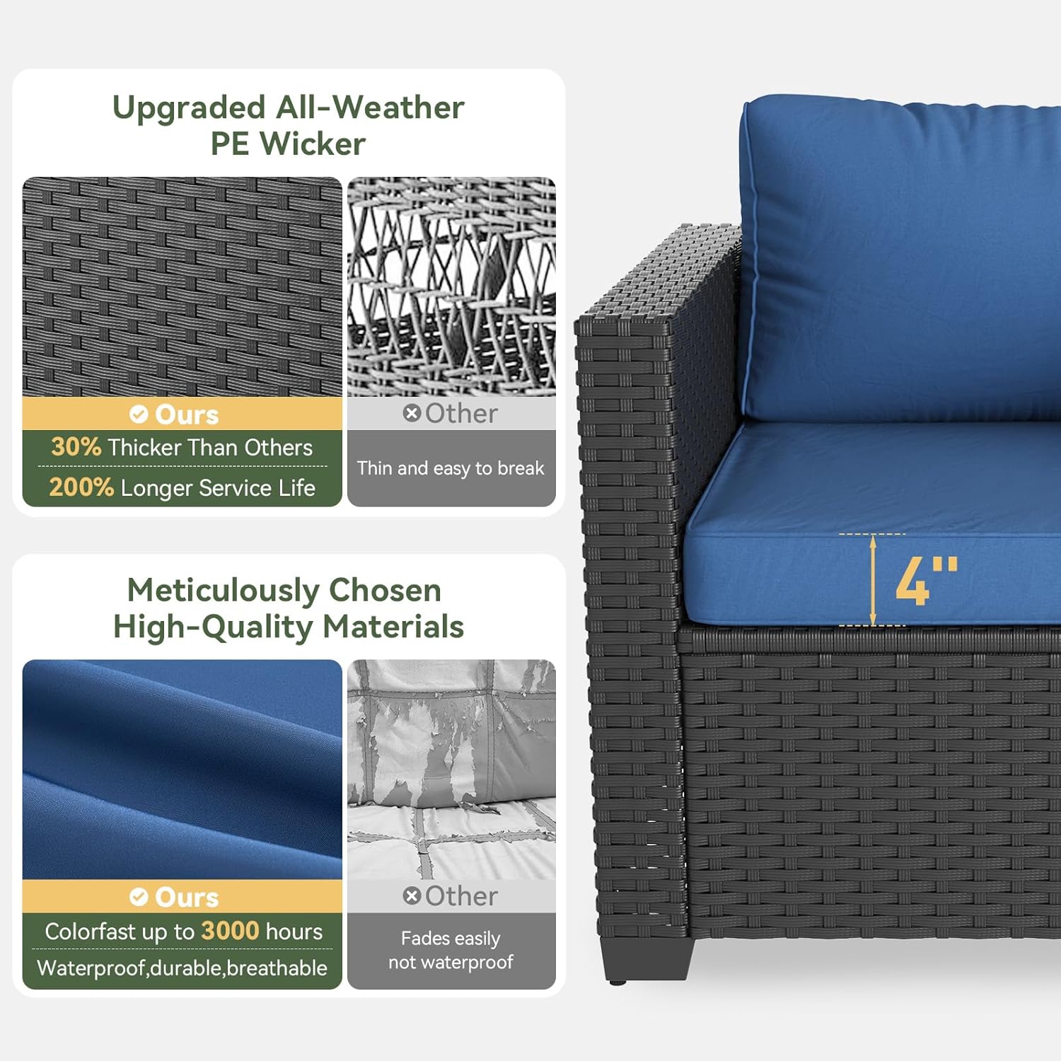 Navy Blue Outdoor Sectional So - Outdoor Furniture With Fire Pit ulasan dan harga