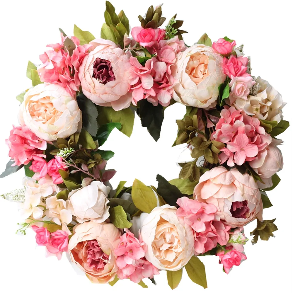Artificial Peony Wreath Garlan - Outdoor Furniture Cafe ulasan dan harga