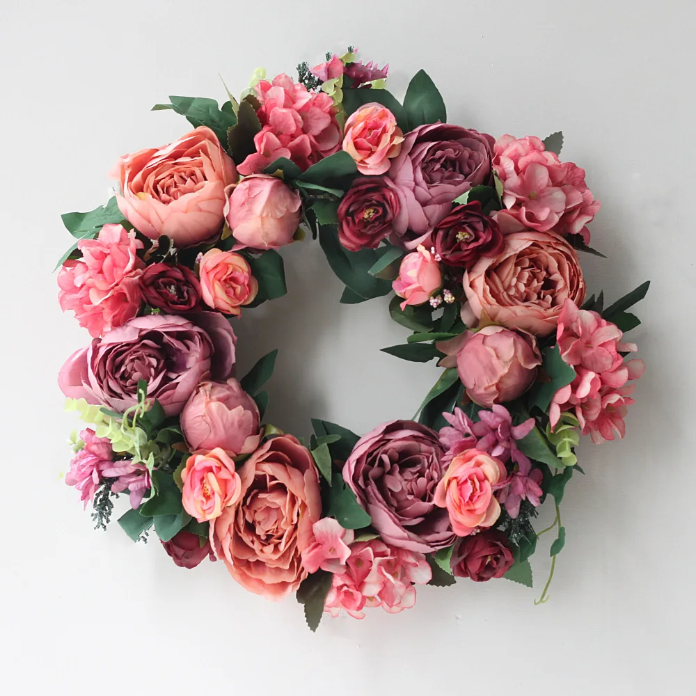 Artificial Peony Wreath Garlan - Outdoor Furniture Cafe ulasan dan harga