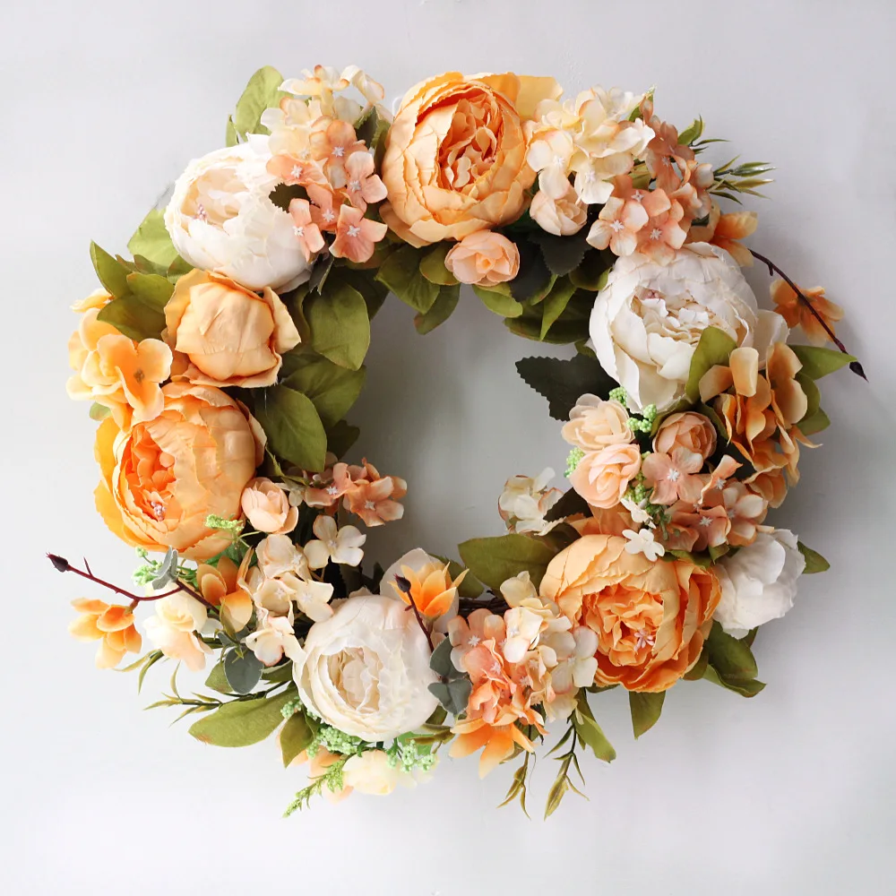 Artificial Peony Wreath Garlan - Outdoor Furniture Cafe ulasan dan harga