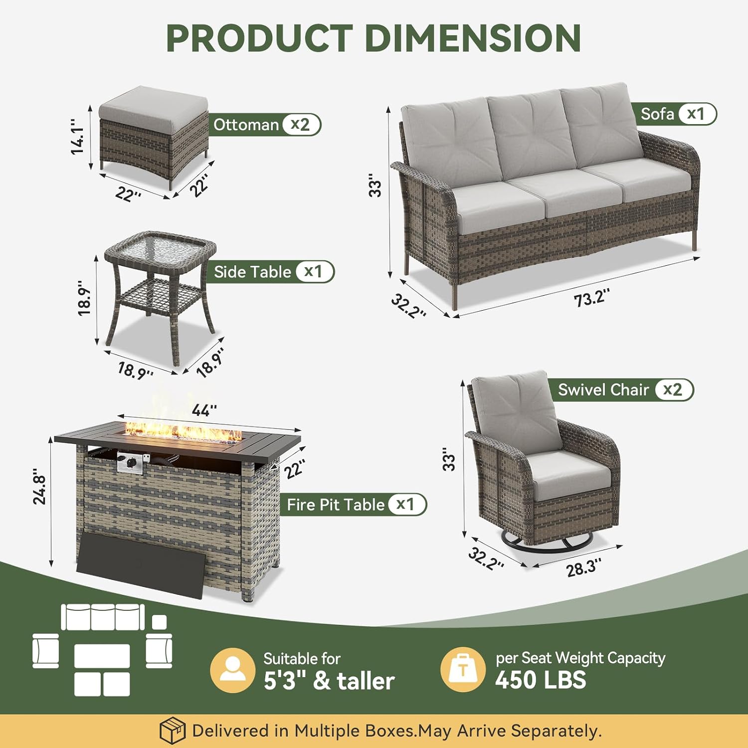 7-Piece Wicker Patio Set with  - Outdoor Furniture With Fire Pit ulasan dan harga
