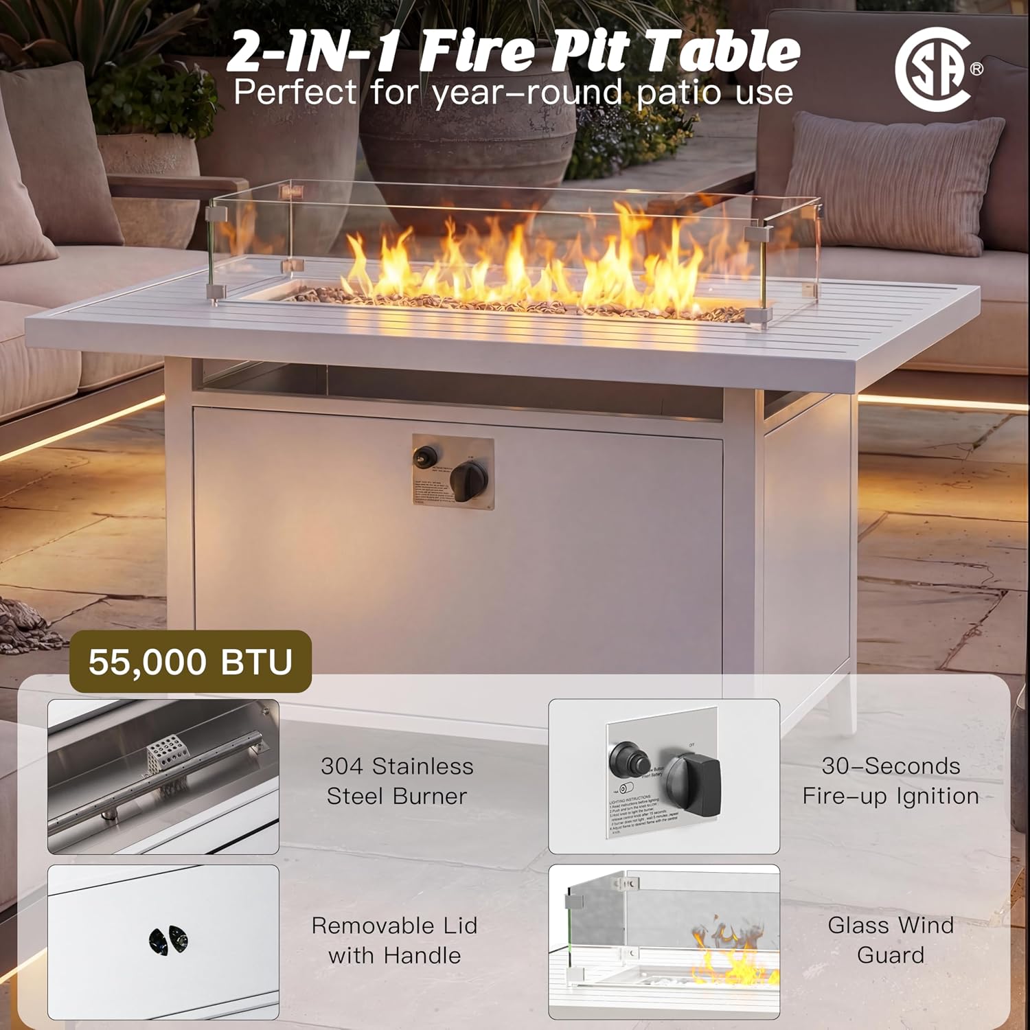 7-Piece Outdoor Aluminum Patio - Outdoor Furniture With Fire Pit Table ulasan dan harga