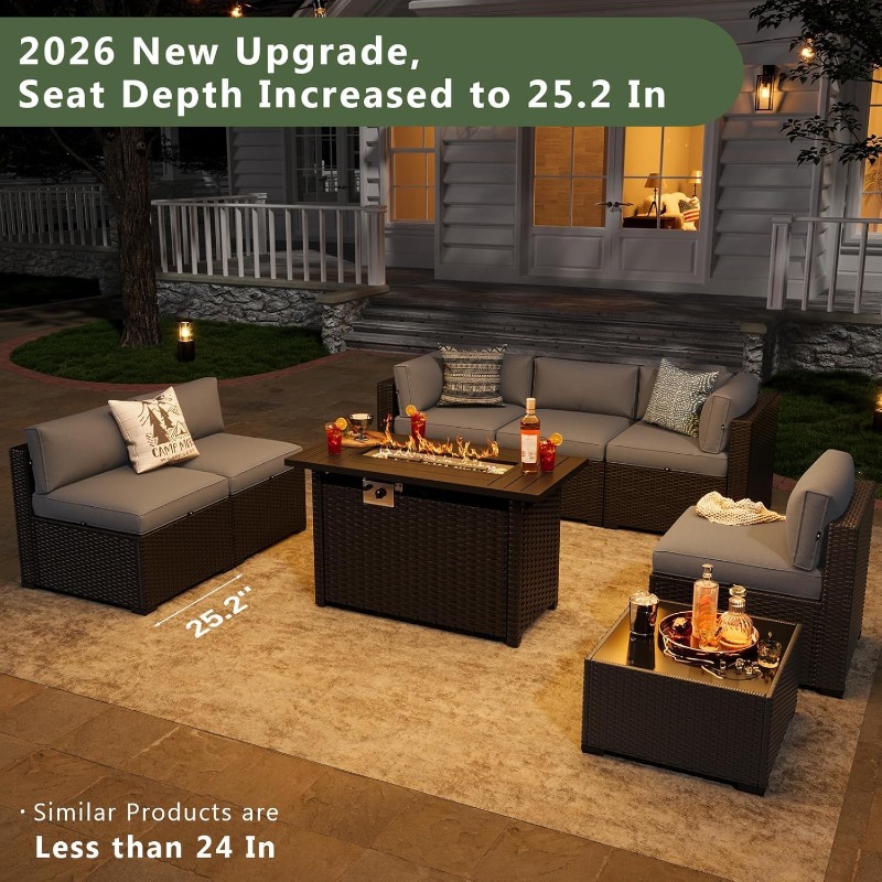 Aoxun 8 Piece Patio Furniture  - Outdoor Furniture With Fire Pit ulasan dan harga