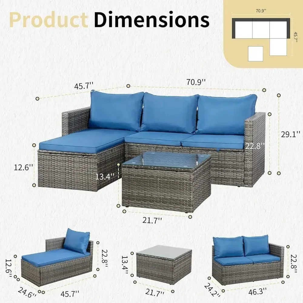 4-Piece Outdoor Wicker Patio F - Outdoor Furniture With Fire Pit ulasan dan harga