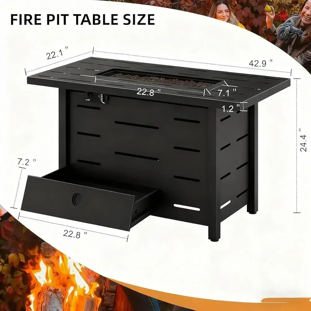 4-Piece Outdoor Wicker Patio F - Outdoor Furniture With Fire Pit ulasan dan harga