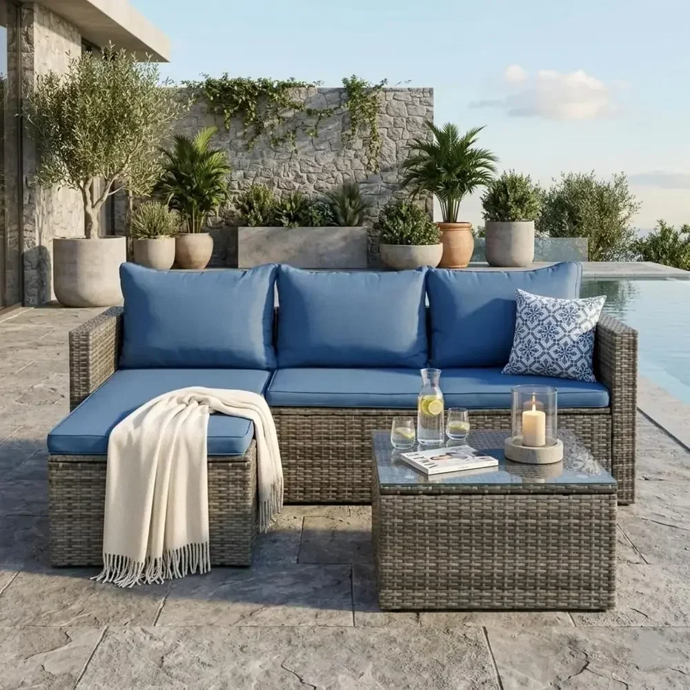 4-Piece Outdoor Wicker Patio F - Outdoor Furniture With Fire Pit ulasan dan harga
